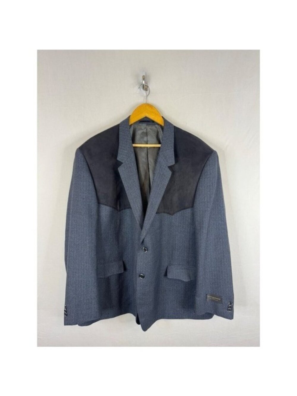 Pinto Ranch Mens Blue Black Western Yoke Blazer Sport Coat Jacket 50R